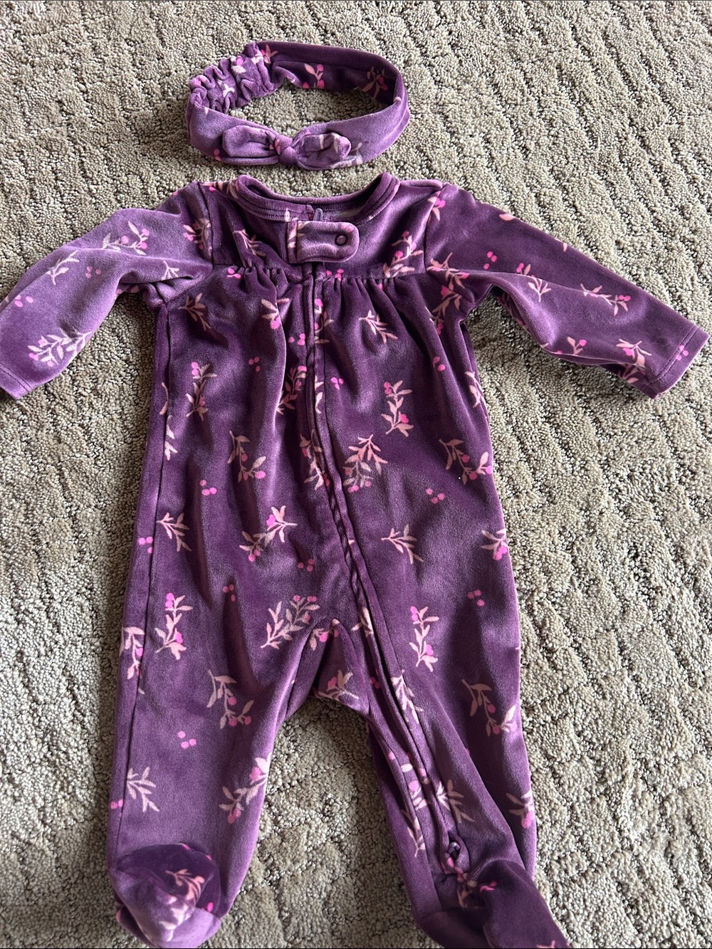 Carter's Plum Floral Footed One-Piece Sleeper